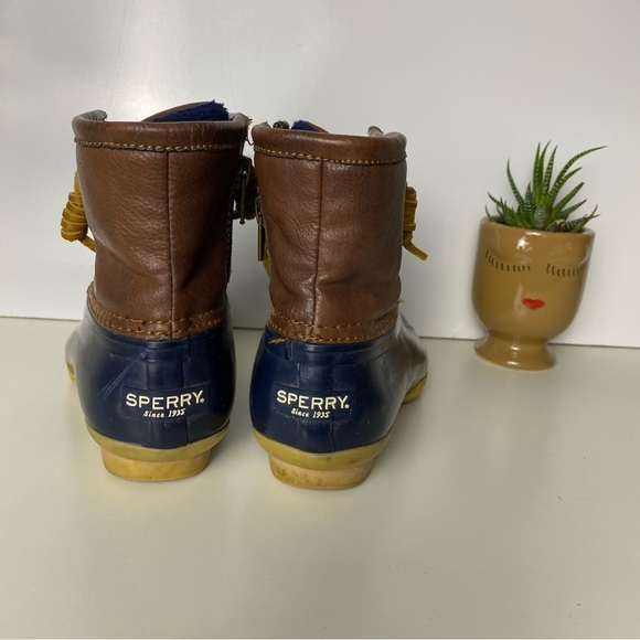 Kids Brown and Blue Duck Boots - Picture 3 of 7